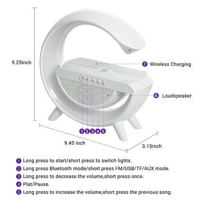 3-in-1 Multi-Function LED Night Lamp with Bluetooth Speaker, Wireless Charging, for Bedroom for Music, Party and Mood Lighting - Perfect Gift for All Occasions  blootuth speaker (Media Player)