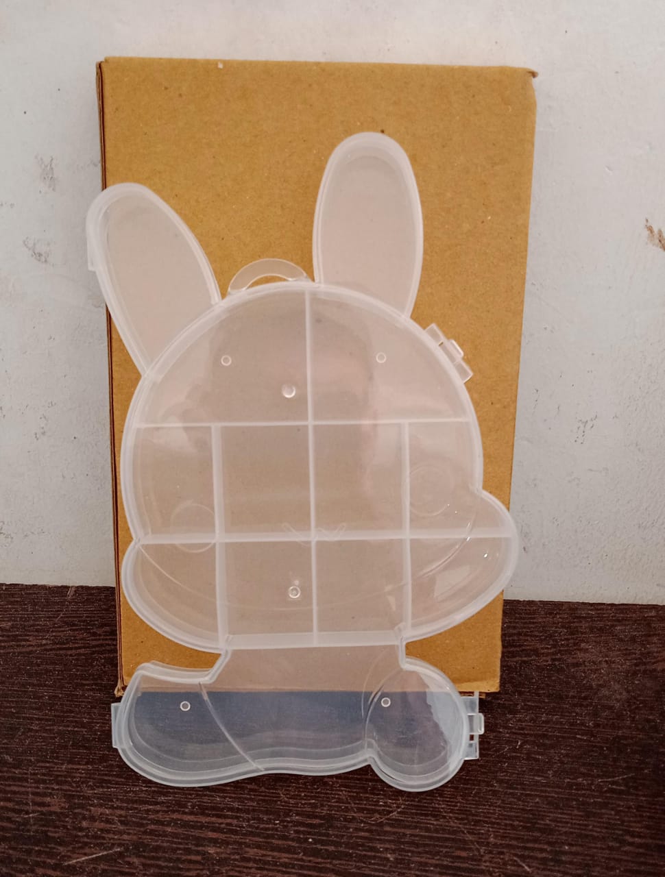 Transparent Cartoon Bear Clear Plastic Storage Box Jewelry Box Jewelry Organizer Holder Cabinets For Small objects (1 Pc Mix Color)