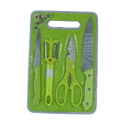 Plastic Chopping Board with Knife Set and Scissor And Wine Stainless Steel And Plastic Kitchen item Multipurpose cutting vegetables