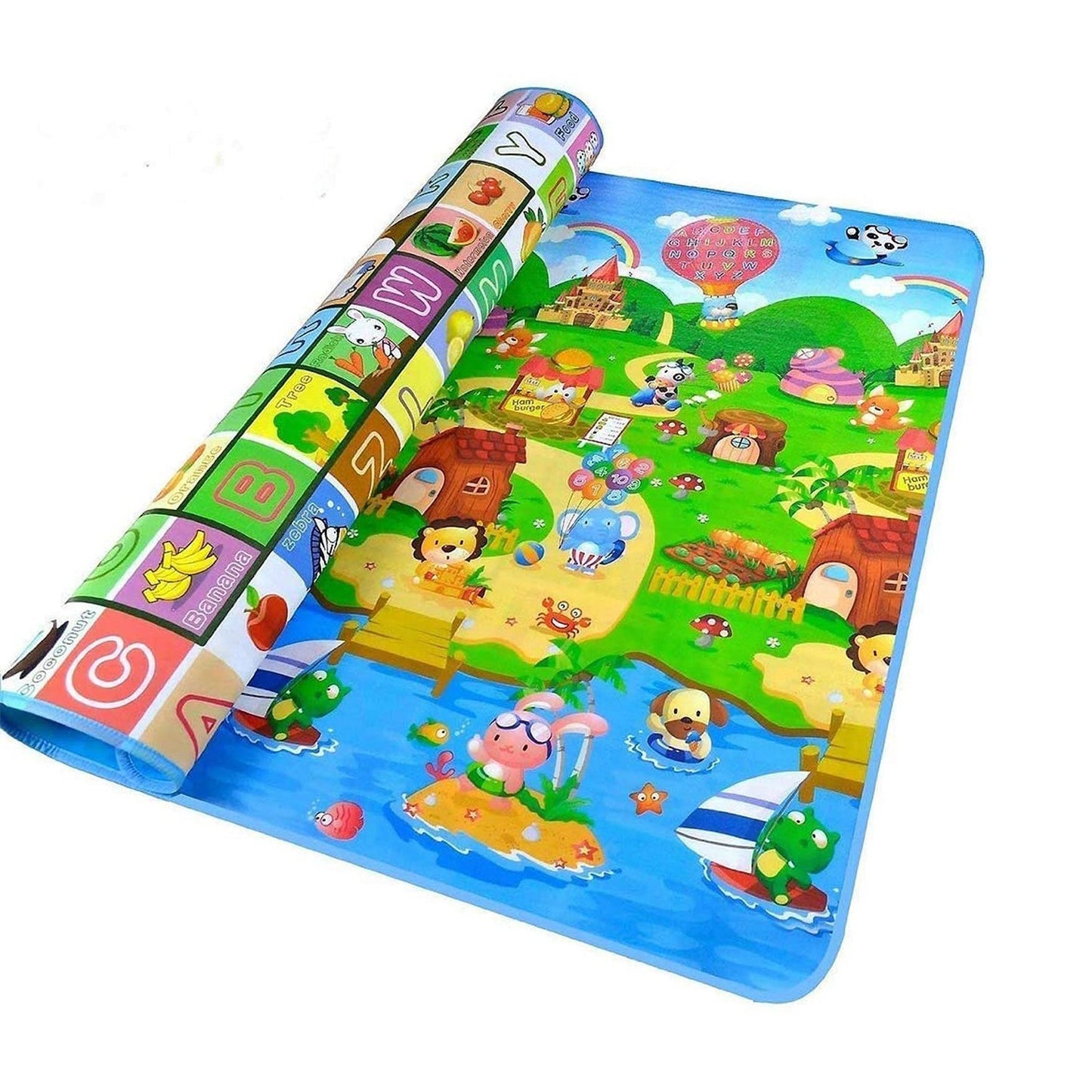 8059 Waterproof Double Side Baby Play Floor Mat for Kids Home With Bag (Size 120 x 180cm) 