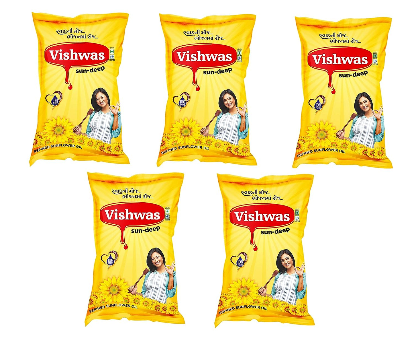 A Vishwas Sunflower Oil Jar & Pouch | Refined Sunflower Oil 100% Natural and Pure Sunflower Cooking Oil