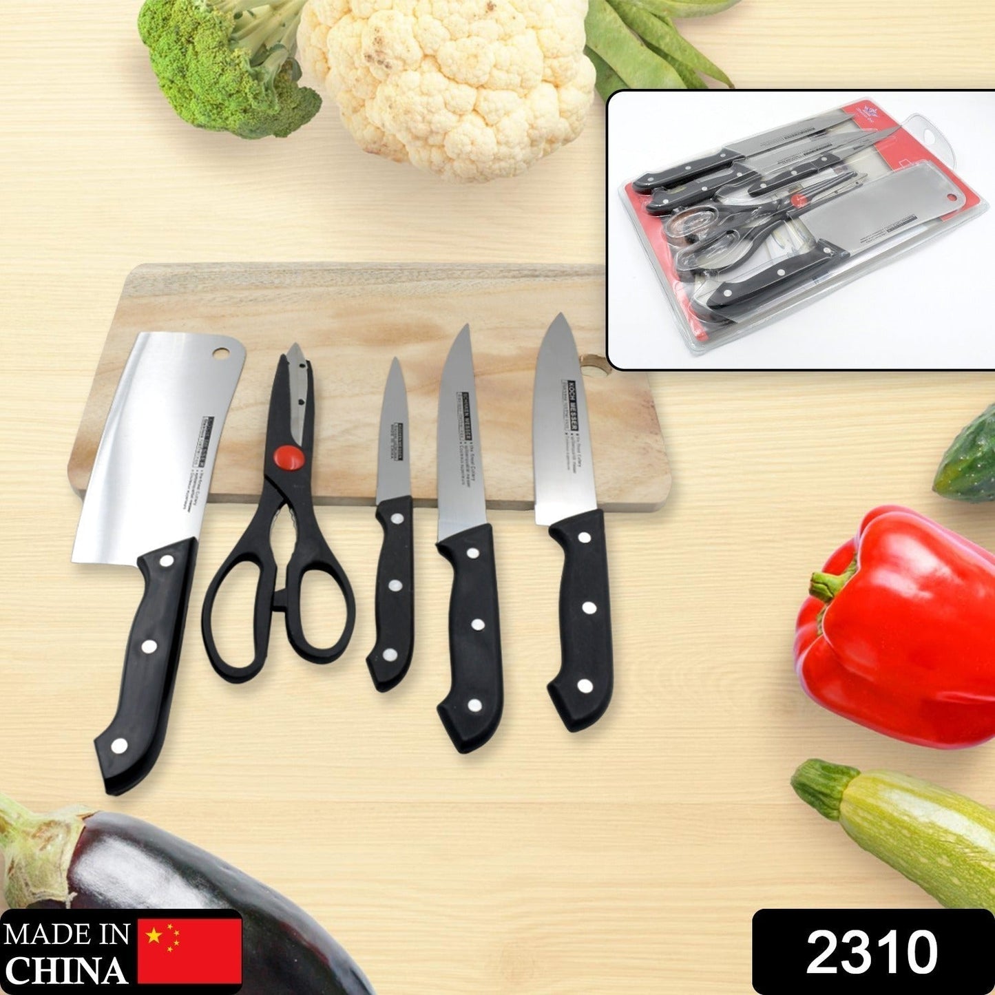 Stainless Steel 6 Piece Kitchen Knife Knives Set For Home Restaurant