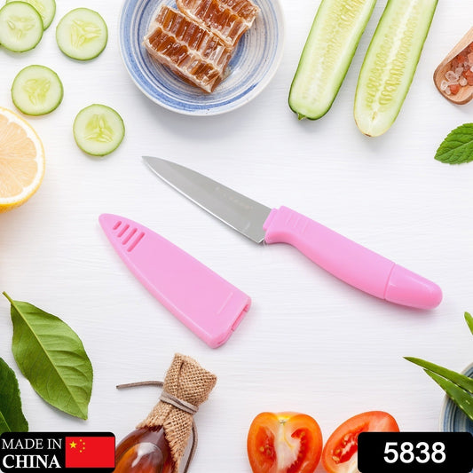 Stainless Steel Fruit Knife, New Sharp and Durable Fruit Knife Small, Comfortable Non-slip Handle, with Protective Cover, Suitable for Most Types of Vegetables and Fruits(1 Pc)