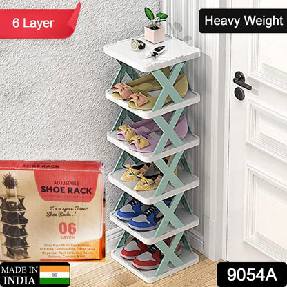 A  6 LAYER SHOE RACK DESIGN LIGHTWEIGHT ADJUSTABLE PLASTIC FOLDABLE SHOE CABINET STORAGE PORTABLE FOLDING SPACE SAVING SHOE ORGANIZER HOME AND OFFICE