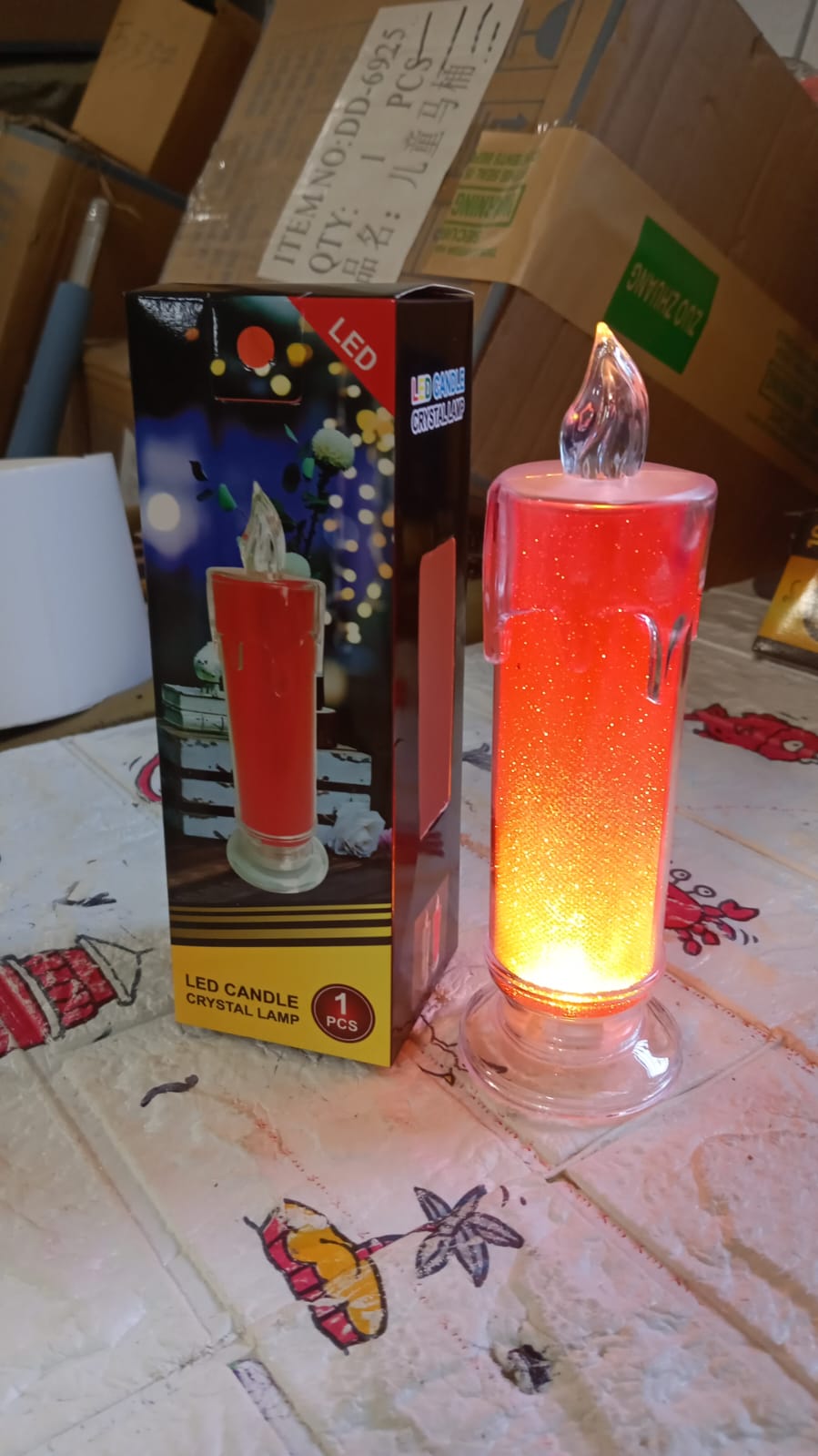 Red LED Flameless Candles Battery Operated Pillar Candles Flickering Realistic Decorative Lamp Votive Transparent Flameless Ornament Tea Party Decorations for Hotel, Scene,Home Decor, Restaurant, Diwali Decoration Candle Crystal Lamp (1 Pc)