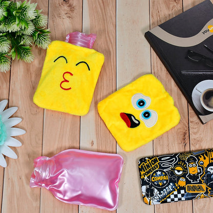 1pc Mix Emoji designs small Hot Water Bag with Cover for Pain Relief, Neck, Shoulder Pain and Hand, Feet Warmer, Menstrual Cramps.