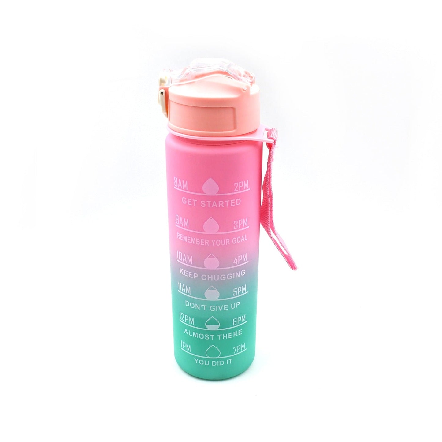 A Motivational Water Bottle with Straw & Time Marker, BPA-Free Tritan Portable Gym Water Bottle, Leakproof Reusable, Special Design for Your Sports Activity, Hiking, Camping