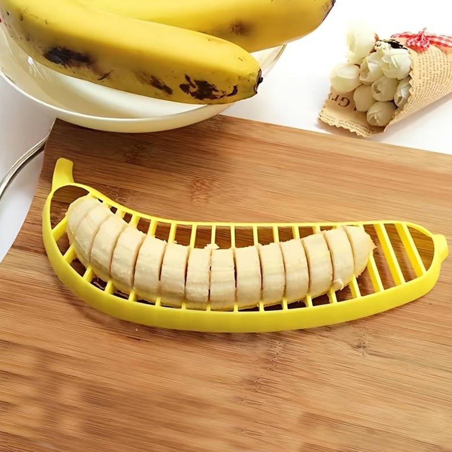 Banana Slicer- Perfect for Fruit Salads Handle Plastic Banana Fruit Slicer Cutter Chopper