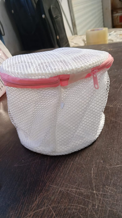 Small Round cloth washing Laundray bag | washing net bag Pouch | Mesh Laundry Bag with rust free zipper for Washing, socks and underwear (1 Pc)