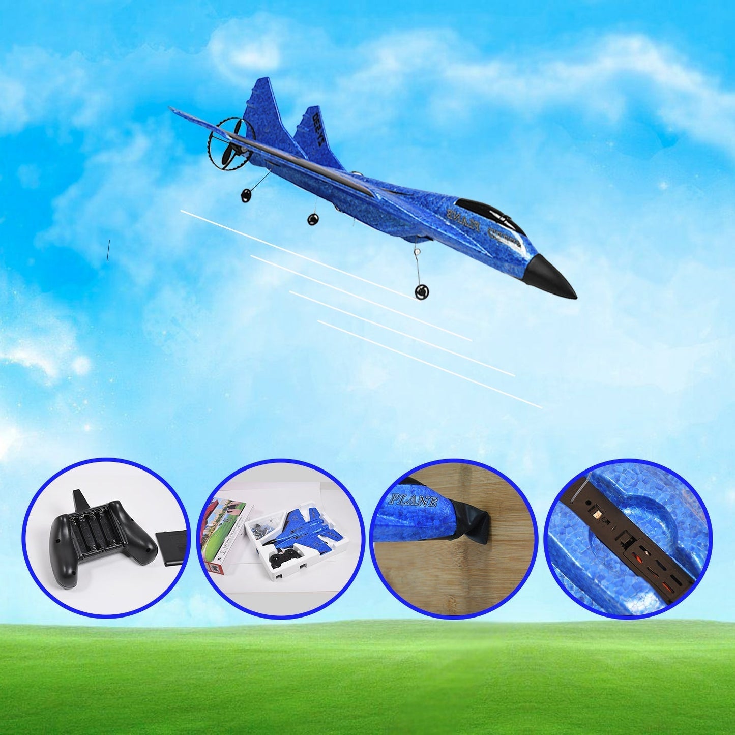 4483 Remote Control Airplane RC Glider for Beginner Adult Kids, Easy to Fly EPP Foam RC Aircraft Fighter with LED Light 2.4GHz 