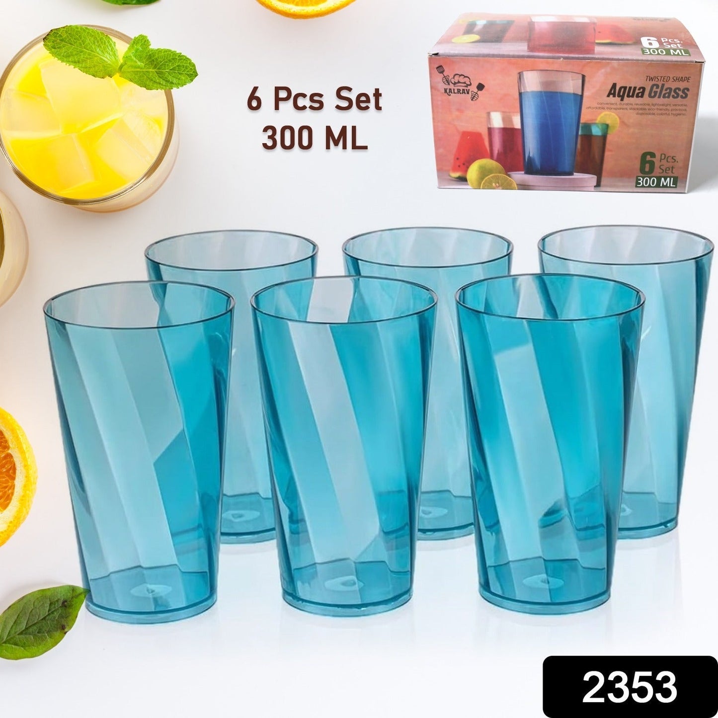 Premium Juice and Water Glasses Set of 6 Transparent, 300ml, Drinking Water Glasses Stylish & Crystal Round Highball Glasses for Water, Juice & Cocktails, Glass Set of 6 for Water