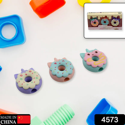 Tree Small Sized Cartoon Themed Non-Toxic Donut Erasers, School Stationery | for Kids - Boys & Girls | Birthday Gift |Return Gift (3pc Set)