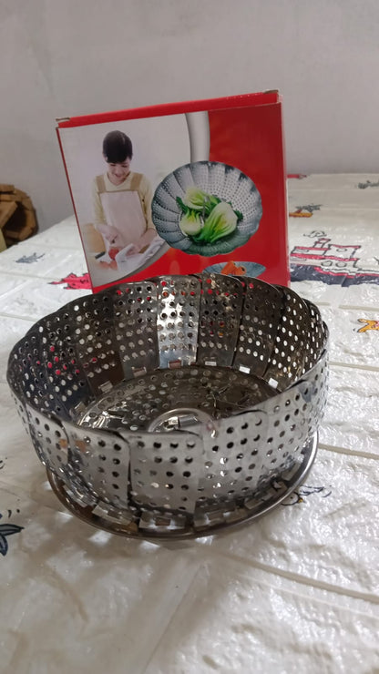 a Unique Design Stainless-Steel Heaviest vegetable ,Cooking Foldable Steamer Basket for Kitchen Utensils/Dish Drying Rack/Plate Stand/ Basket