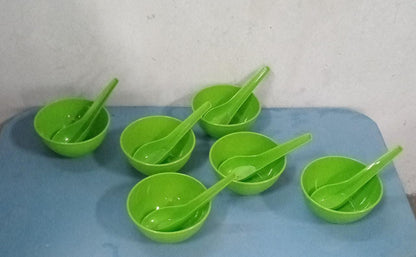 Soup Bowl Spoon Set Plastic For Kitchen & Home Use