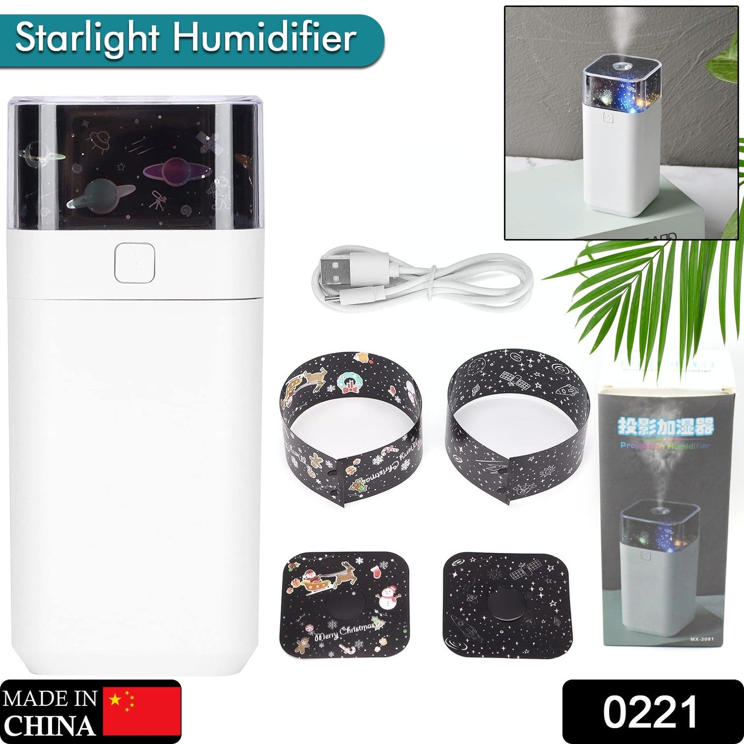 Star Night Light Projector Humidifier, for Kids Room, Starlight Humidifier Ultrasonic LED Night Light Silent 300ml Dual Mode Mini Humidifier, for Home for Office