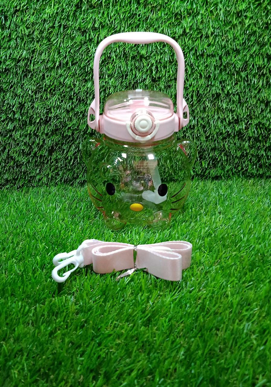 Cute Water Bottles Modern Water bottle with Shoulder Strap and Stickers for Kids School Office Camping Sports Travel.