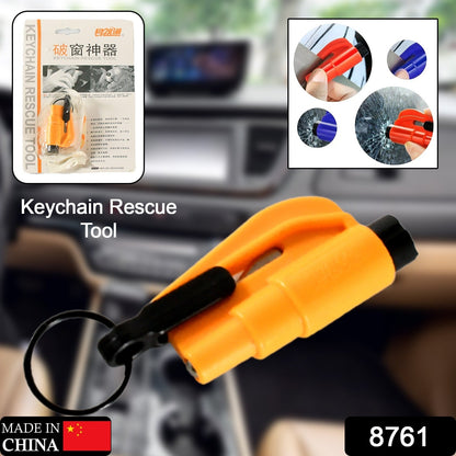 8761  2 in 1 Emergency Safety Cutter with Key Chain, Small Portable Handy Emergency Safely Glass Breaking & Seat Belt Cutting Keychain Tool