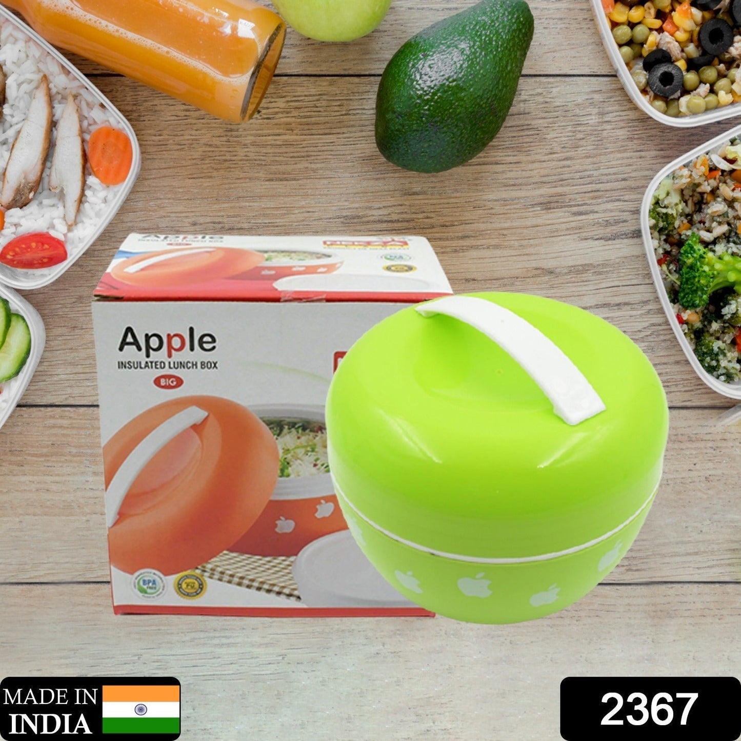 Big Apple Shape Carry Case Lunch Box Apple Fruit Storage Container Apple Keeper for School Kids, Office, Picnic, Apple Insulated Lunch Box/Lunch Ideal for Return Gift/Diwali Gift/Employee Gift