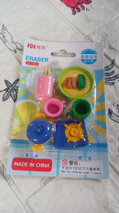 Kitchen Appliances Shape Eraser, Mini Eraser Simulated Cookware Creative Cute Novelty Eraser, Children Day, Birthday Return Gifts for Kids, Childrens, Boys, Girls Kitchen Utencils Set Shaped Erasers  Set Pack of 6