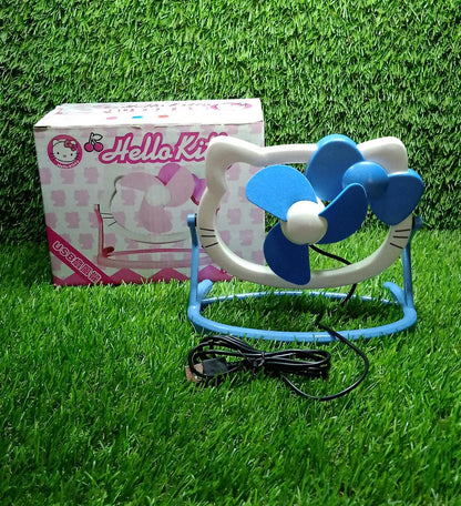 7708 HELLO KITTY CARTOON FAN CUTE BRIGHT COLOR DESKTOP OFFICE USB MINI FAN PERSONAL DESKTOP FAN (Battery Not Include)