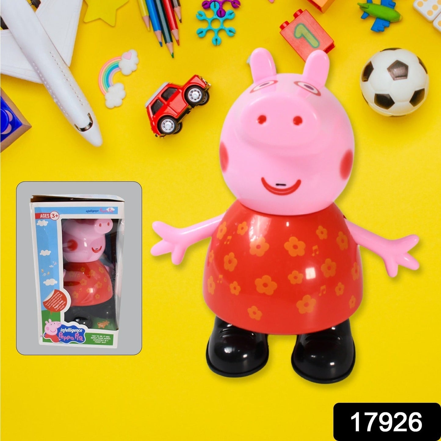 17926 Pig Children Play toy, Pretend Play Toy Fun Gift for Kids, Movable Hands, Legs Pig Pretend Play Toy Set for Kids Children with Soft Rubber Material (1 Pc / Battery Not included)