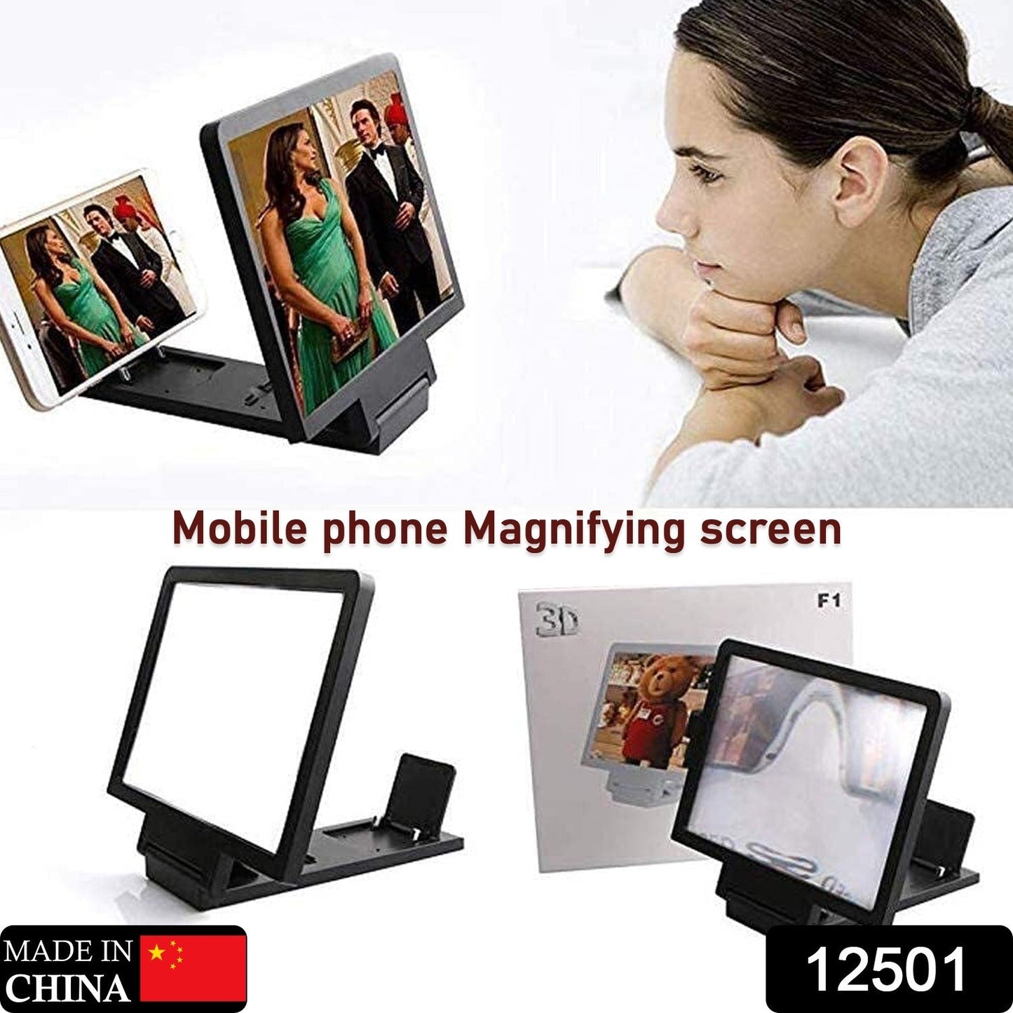 1 3D Phone Screen Magnifier Video Screen Amplifier Expander Holder Bracket for Mobile Phone Screen Zoom Display (1 Pc)