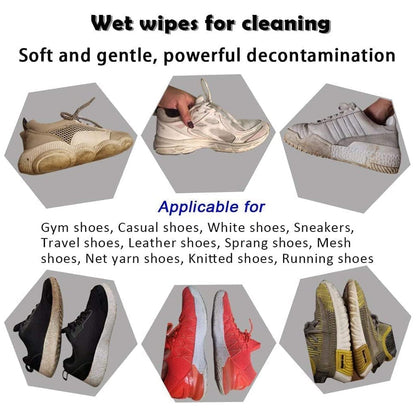 4363 Shoe Cleaning Wet Wipes Fast Scrubbing Shoes Cleaning Tissue, Sneakers Non-Woven Detergent Quick Wipes Disposable Travel Portable Removes Dirt, Stains(1 Set 30 Pcs )