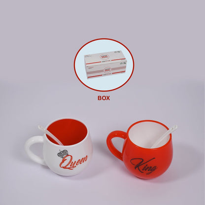 4764 King & Queen Printed Couple Matching Coffee/Tea Plastic Coffee Mug (300ml Set of 2) 