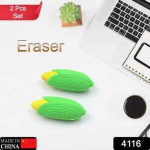 Corn Shape Eraser High Qulaity Eraser School Use Fancy Earser ( 2 Pc Set )