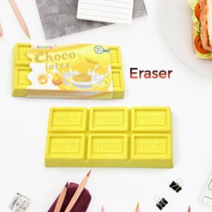 Chocolate Shaped Erasers Soft Pencil Erasers Supplies for Office School Students Drawing Writing Classroom Rewards for Return Gift, Birthday Party, School Prize