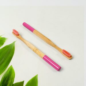 13016 Bamboo Wooden Toothbrush Soft Bristles Toothbrush Wooden Child Bamboo Toothbrush Biodegradable Manual Toothbrush for Adult, Kids (2 Pc With Cover)