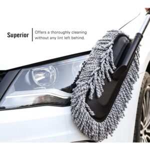 Car Duster, Long Retractable / Soft / Non-Slip / Handle Multipurpose Microfiber Wash Brush Vehicle Interior and Exterior Cleaning Kit with for Car, Boats or Home