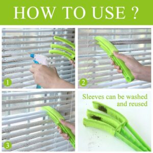 Window Blind Cleaner Duster Brush with Microfiber Sleeves – Blind Cleaner Tools for Window Shutters Blind Air Conditioner Jalousie Dust