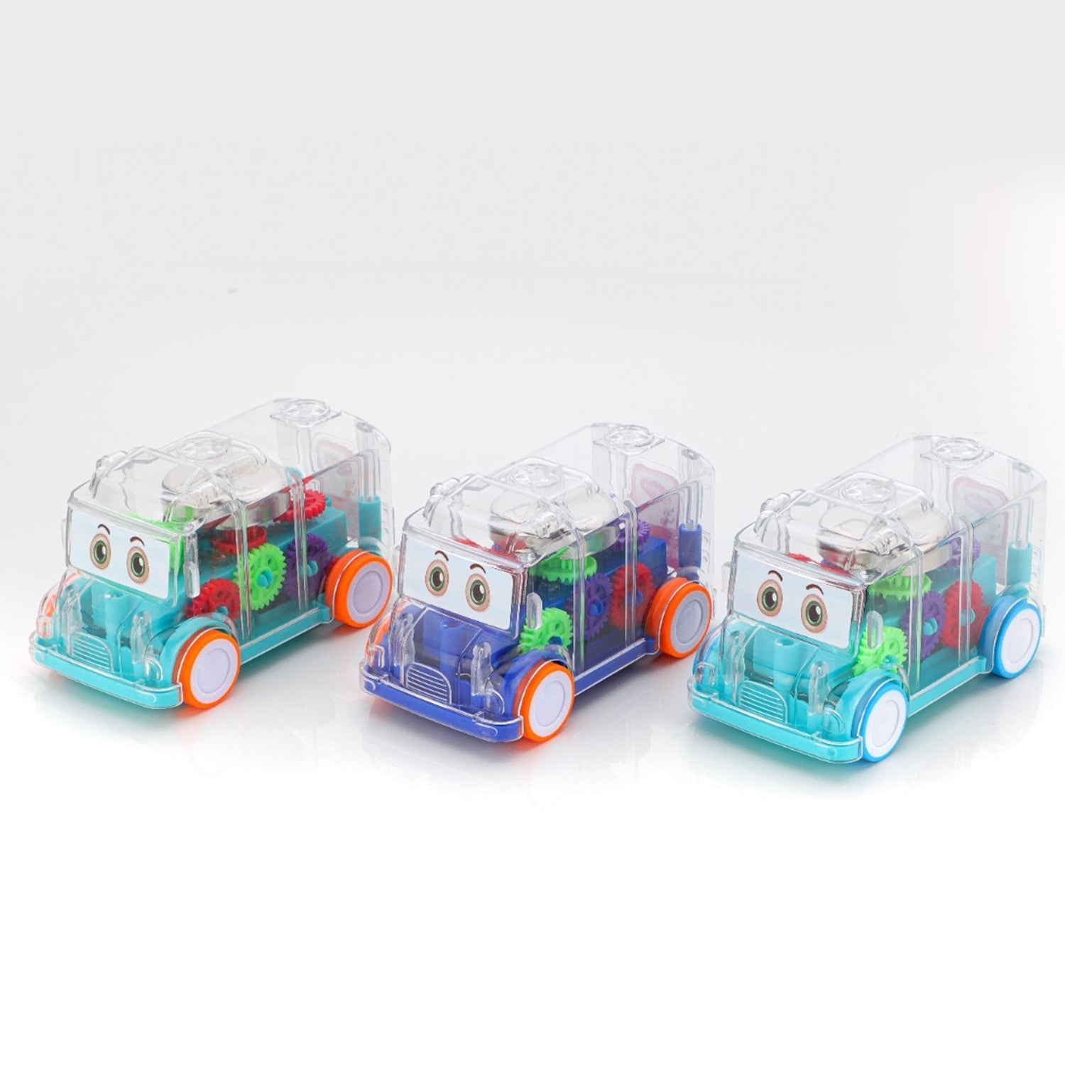 Transparent Musical Mini School Bus Toy for Kids