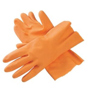 Cut Glove Reusable Rubber Hand Gloves (Orange) – 1 pc