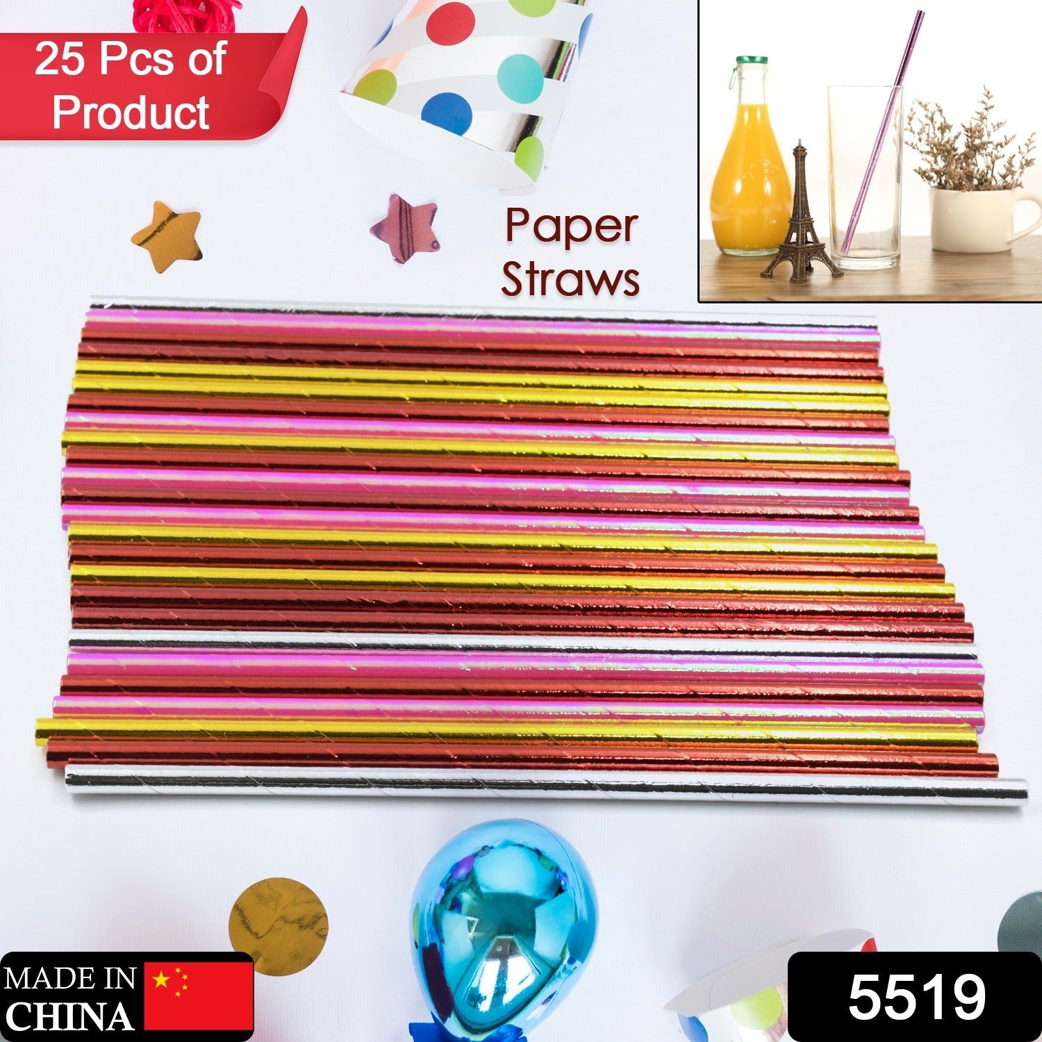 Home Paper Straws Durable & Eco-Friendly Colorful – Drinking Straws & Party Decoration Supplies, Adorable Solid Color Food Grade Paper Straws for Birtay Wedding Baby Shower Celebration (25 Pcs Set)