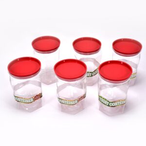 Air Tight Kitchen Storage Container for Rice | Dal | Atta, BPA-Free, Flour | Cereals | Snacks | Stackable | Modular, Round. (Approx – 1100Ml, Set of 6pcs)