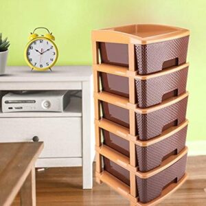 5tier Plastic Modular Drawer System For Multiple Use (Brown colour)