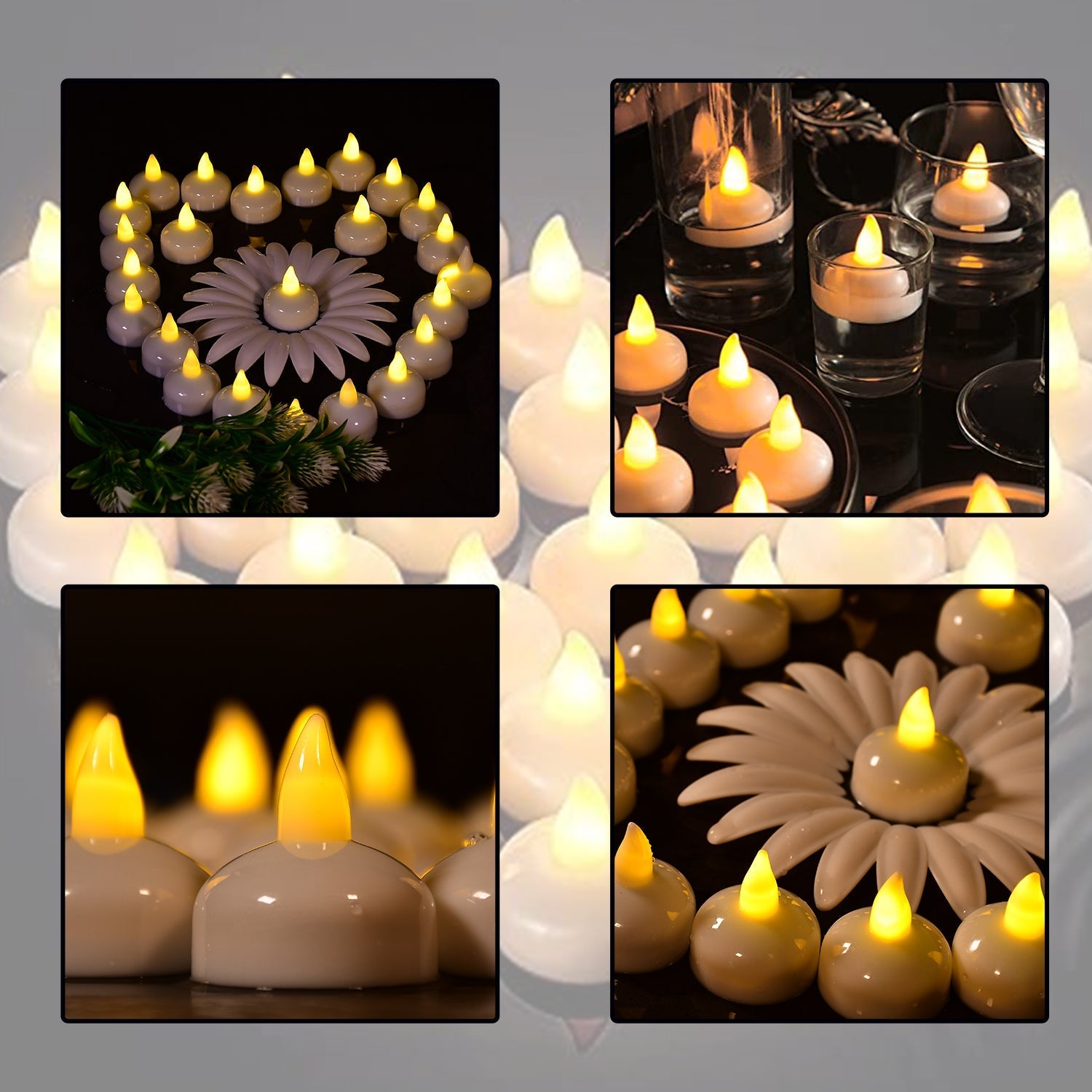 Set of 12 Flameless Floating Candles Battery Operated Tea Lights Tealight Candle – Decorative, Wedding.( Diya , Divo , Diva , Deepak , Jyoti ,)