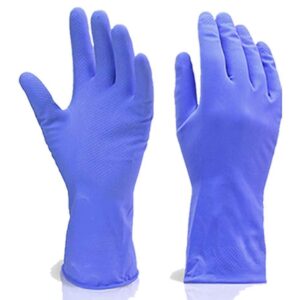 Flock line Reusable Rubber Hand Gloves (Blue) – 1pc