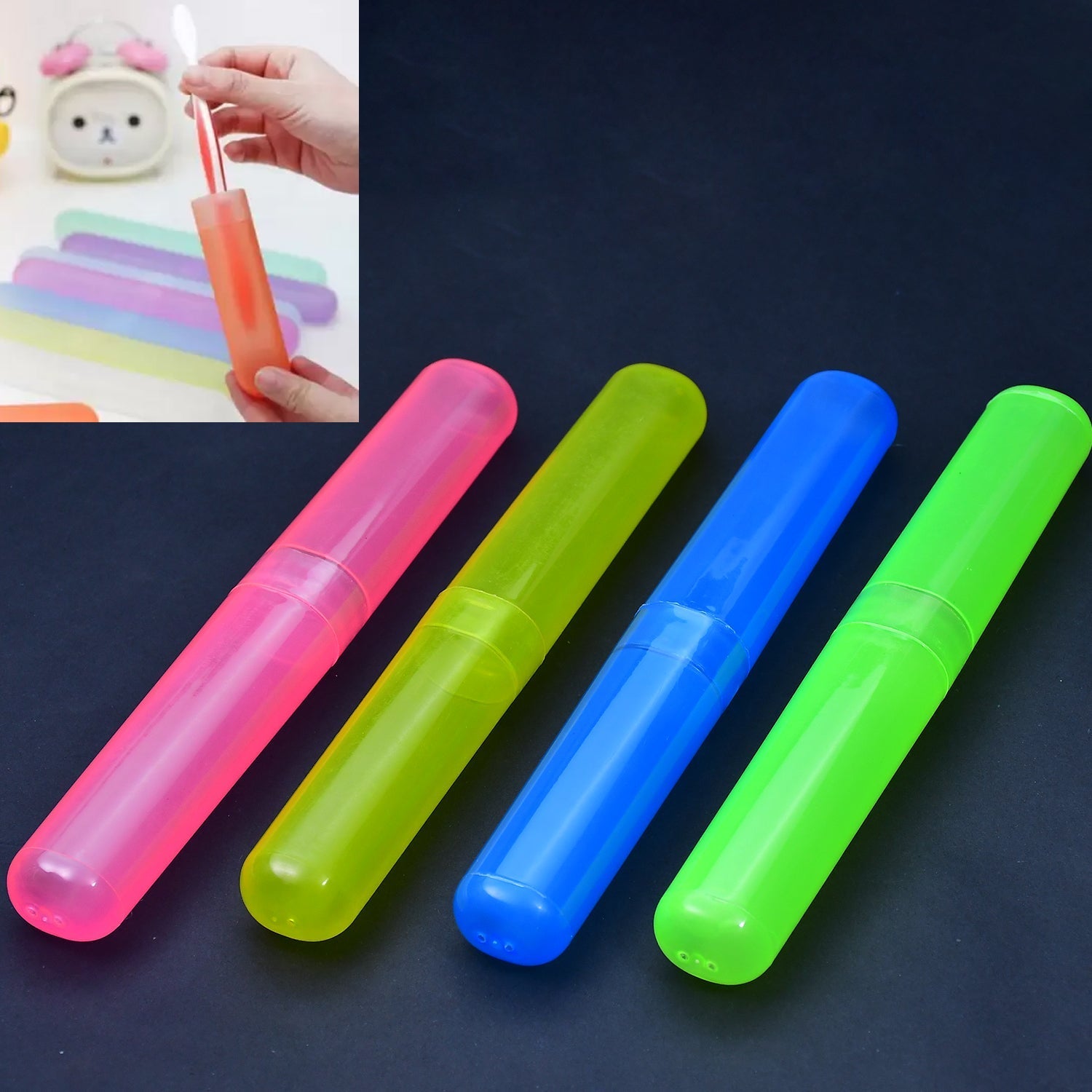 4pc Plastic Toothbrush Cover, Anti Bacterial Toothbrush Container- Tooth Brush Travel Covers, Case, Holder, Cases