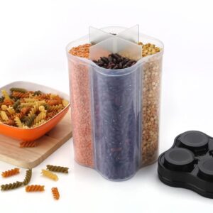 B Plastic Lock Food Storage 4 Section Container Jar for Grocery, Fridge Container.