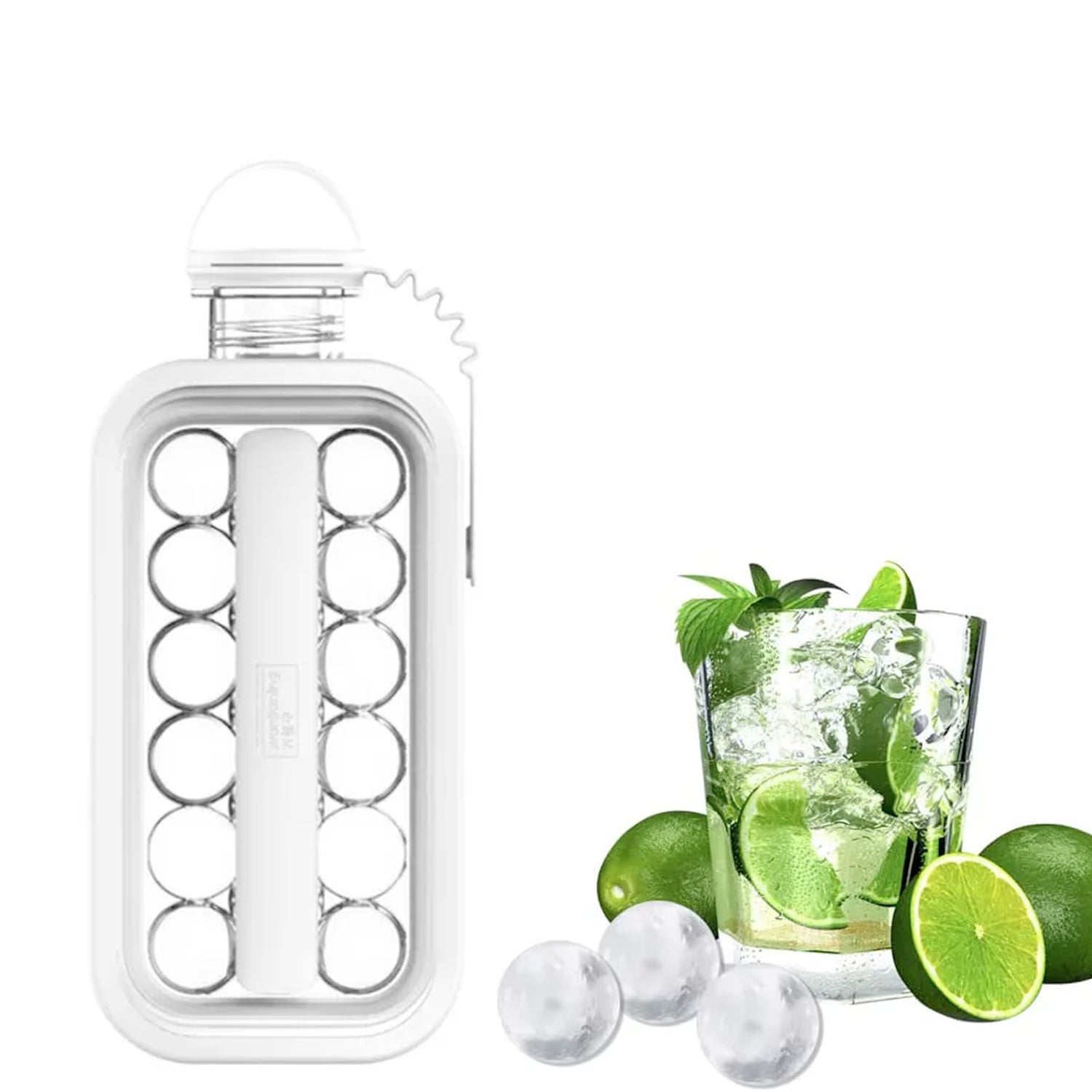 Ice Tray, Foldable Ice Cube Molds with Lid,2-in-1 Ice Box, Ice Cube Speeder, Ice Ball Maker, Ice Cube Making Bottle,14-Ice Balls, For outing camping hiking